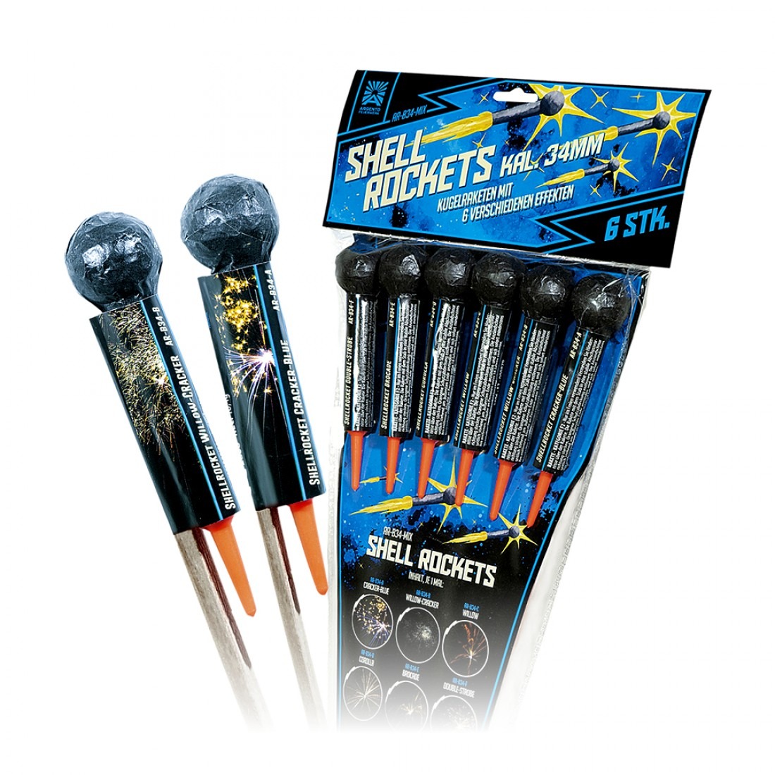 Argento Shellrockets, kaliber 34 mm (1 zakje)