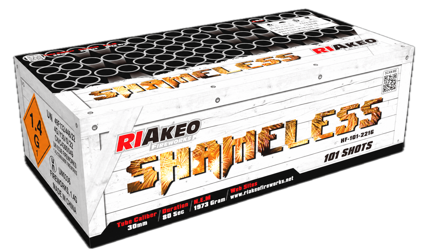 Riakeo Shameless gecombineerd vuurwerk, 101 schoten
